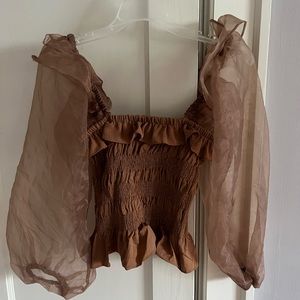 Blouse with sheer sleeves, size small